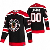 Men's Chicago Blackhawks Custom Black Adidas 2020-21 Reverse Retro Alternate NHL Jersey,baseball caps,new era cap wholesale,wholesale hats